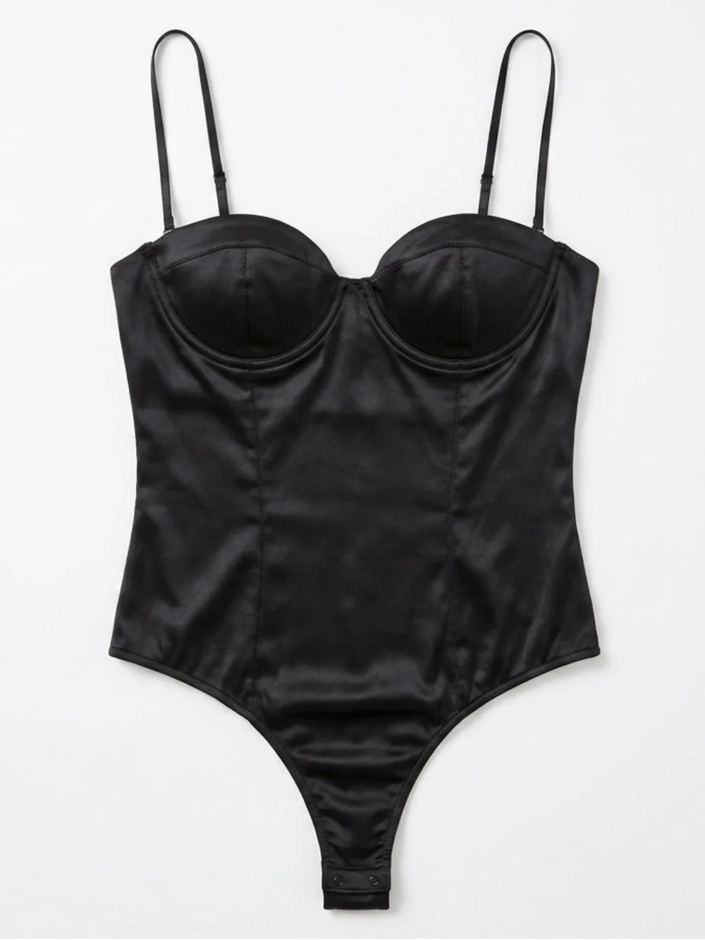 Zara Satin Bustier Bodysuit Black Corset Underwire Strappy Size Medium
